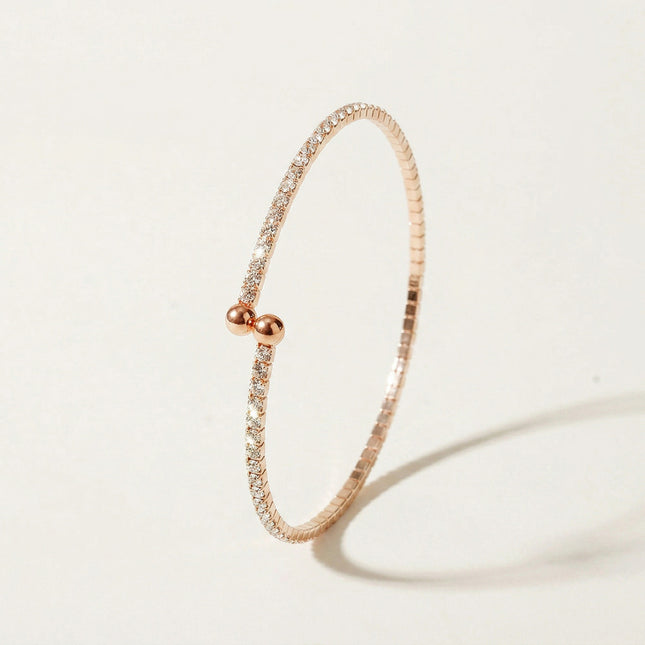 Cross-Border Dropshipping European and American Ins Internet Celebrity Stacked Bracelets, Versatile Rhinestone Bracelets for Daily Use, Fine Ring-Shaped Open Bracelets
