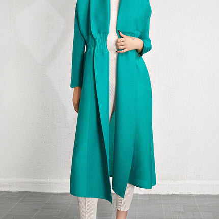 Casual Loose Shawl Coat for Women, Thin Autumn Ruched Casual Outerwear Cardigan, Extended Long Sleeve Trench Coat