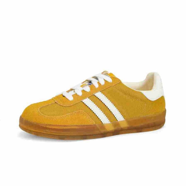 in stock Genuine Leather Inner Heightening German Training Shoes Flat Bottom All-match Inner Heightening Casual Shoes Three Bar Cowhide German Training Shoes Women's Shoes