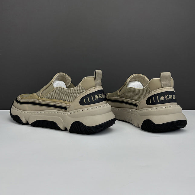 Summer Men's Shoes Breathable Mesh Lazy Slip-on Thick-soled Lightweight Trendy All-match Wide-head Men's Casual Shoes