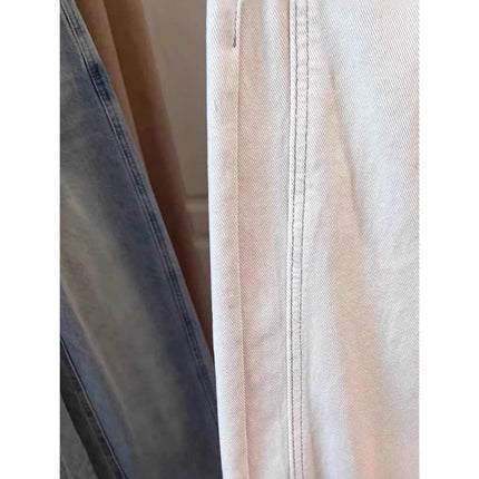 White Curved Knife Jeans for Women, Summer New Style, Loose High-Waisted Sickle Wide-Leg Pants, Petite Plus Size Carrot Banana Pants