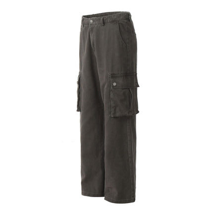 Europe and the United States high street three-dimensional cutting stitching patch bag wide leg jeans