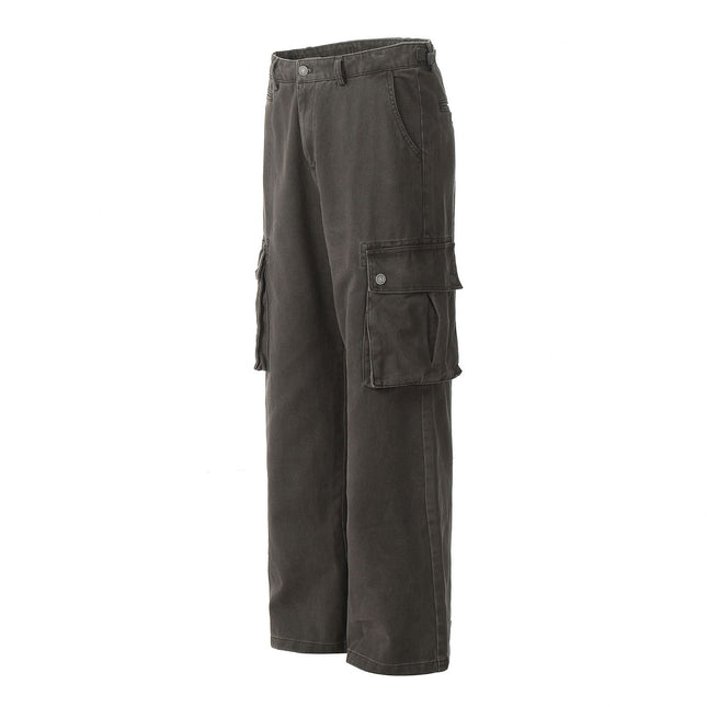 Europe and the United States high street three-dimensional cutting stitching patch bag wide leg jeans
