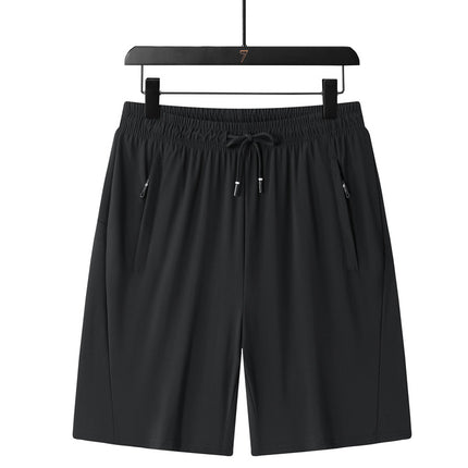 Summer Double-length Flat Ice Silk Shorts Sports Pants Men's Shorts Loose Breathable Quick-drying Casual Sports Pants with Logo Print