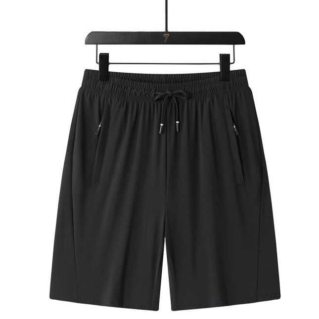 Summer Double-length Flat Ice Silk Shorts Sports Pants Men's Shorts Loose Breathable Quick-drying Casual Sports Pants with Logo Print