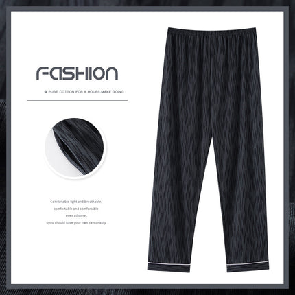 Men's Pajama Pants for Spring, Autumn and Summer, Plus Size, Loose Fit, Brushed Fabric, Loungewear for Home