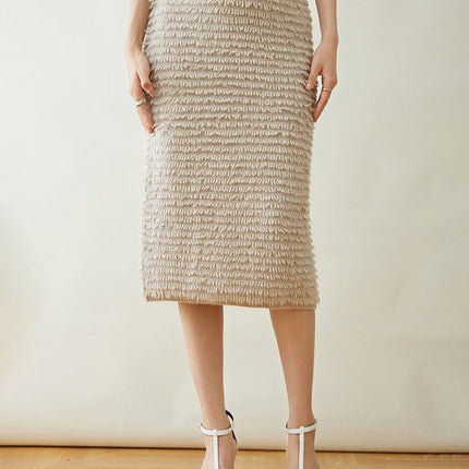 2025 New Autumn and Winter Fashionable and Versatile Cashmere Knitted Skirt for Women Brushed Korean Pure Color Hip Skirt Soft