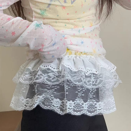 New Stylish Versatile Heavy Lace Ruffled Short Apron Skirt Half-Length Hot Girl Dress