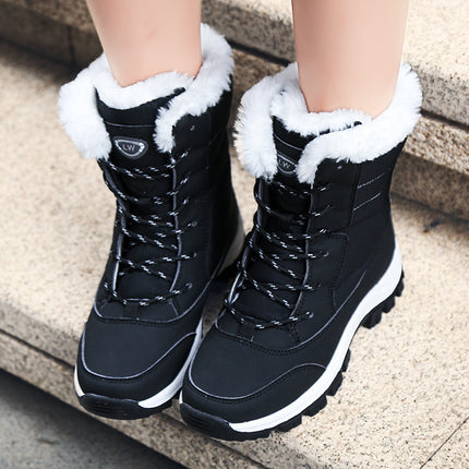 High-top cotton boots women's winter outdoor snow boots women's boots fleece-lined thick warm plus size short boots cotton shoes thick-soled women's shoes