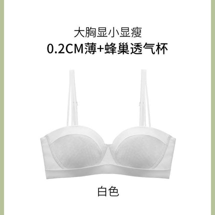 Big Chest Shown Small Super Thin Bra No Sponge Gather Sexy Half Cup French Tube-top Less Women's Underwear Summer