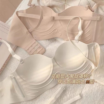 Half-Cup Seamless Strapless Bra with Beautiful Back, Wireless Push-Up Bandeau, Adjustable Sexy Bra with Detachable Shoulder Straps for Women
