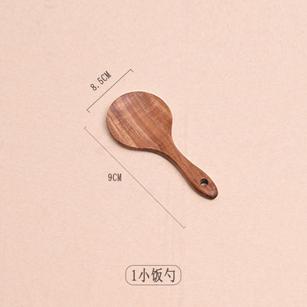 Paint-free Wax-free Wooden Cooking Spoon Shovel suit Kitchenware Long Handle Non-stick Pan Stir-frying Shovel Wooden Acacia Soup Spoon