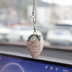 Ab color white big strawberry car pendant