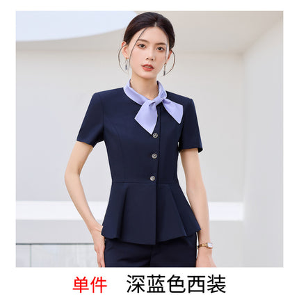 New Professional suit Women's Summer Short-sleeved Fashion Temperament Goddess Fan Jewelry Shop Beauty Salon Front Desk Reception Work Clothes