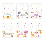 Birthday card-animal horizontal version 03 [6 cards + 6 envelopes + 6 stickers]