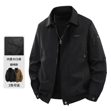 Trendy Outdoor Mountain-Style Men's Fashion Brand Work Jacket with Stand Collar for Outdoor Activities