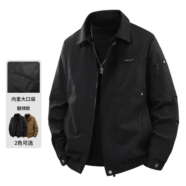 Trendy Outdoor Mountain-Style Men's Fashion Brand Work Jacket with Stand Collar for Outdoor Activities