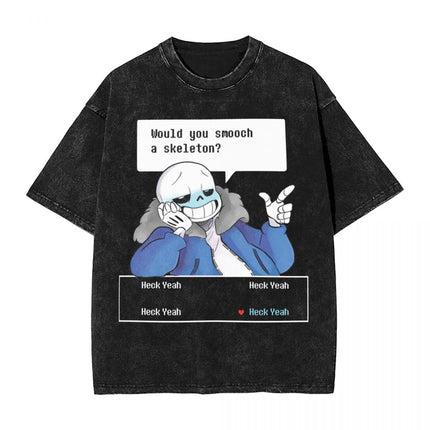 Annoying Dog Game Frisk t Shirts Hip Hop Washed Cotton Overs