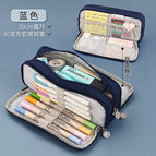 Oxford cloth double-open pencil case [navy blue]