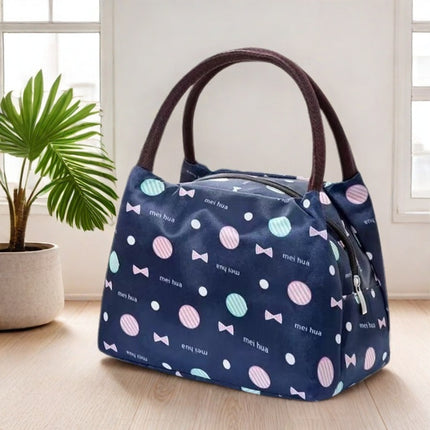 Oxford cloth printed lunch box bag new fashion casual ladies portable lunch bag hand mummy bag cartoon cute