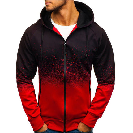 2024 New Autumn and Winter Sports Casual Cardigan Digital Printing Hoodie Jacket Men's Gradient Design Top