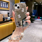 Apple XR / Electroplated mirror bear silver love beads