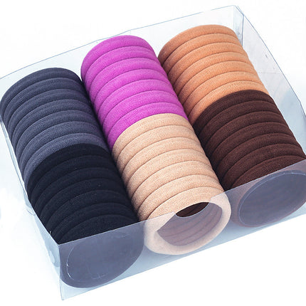 Simple Hair Rope Women's Leather Cover Rubber Band Women's Tie High Elastic Durable Hair Rope Black Headwear Thick Hair Ring