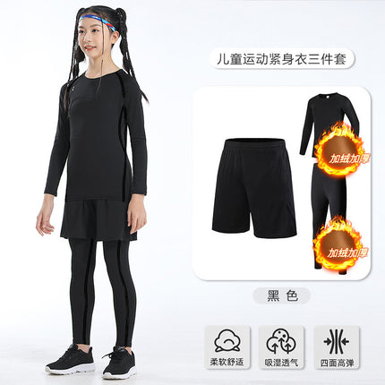 Children's Tight Clothes Training Clothes Quick-drying Clothes Elastic Sweat-absorbent Basketball Football Training Clothes Base Roller Skating Boxing Fitness Clothes
