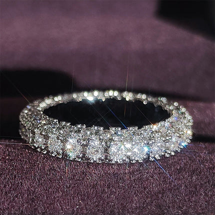 Cross-border e-commerce products Europe and the United States three rows of drill micro-inlaid women's ring plain ring shein in stock direct supply in stock r5517