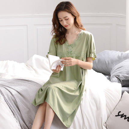 Nightgown Women's Summer Short-sleeved Modal Home Clothes Princess Style Casual Summer Pajamas Long plus size Wholesale