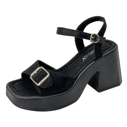 Thick Heel Roman Sandals Women's 2025 Summer New Fashion Casual Thick Bottom Square Head High Heels Wholesale
