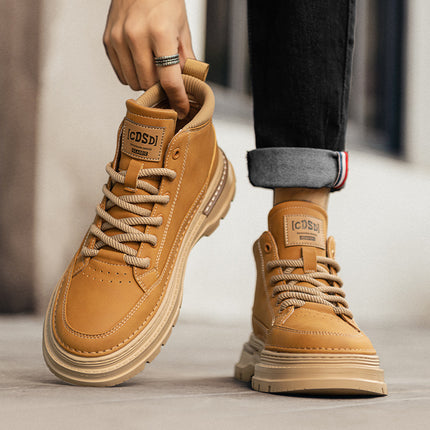 Autumn New Men's High-rise Sports Board Shoes Increased Thick-soled Casual All-match Outdoor Tooling Retro Trendy Shoes