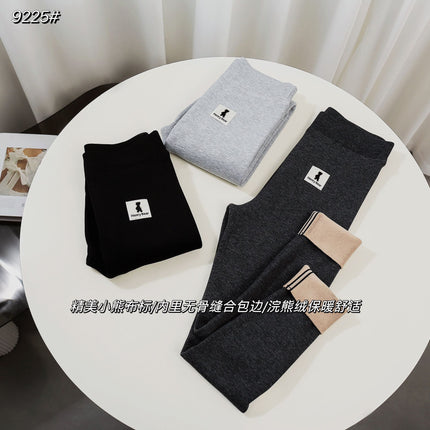 Autumn and Winter New Style Fleece-Lined Thick Leggings for Women, Bear Label, Tight-Fitting, Warm, Slimming Lamb Fleece Skinny Pants