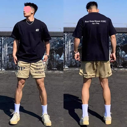 [Strict Selection] Pure Cotton Short-sleeved T-shirt Men's American Street Heavy Cotton Short-sleeved T-shirt Men's Summer Fashion Brand Wholesale