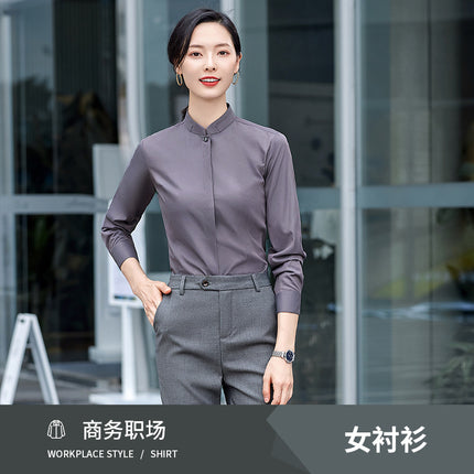 Professional suit Women's Spring and Autumn Gray Shirt Dress Men's and Women's Same Model Sales Office Car 4s Shop Sales Work Clothes