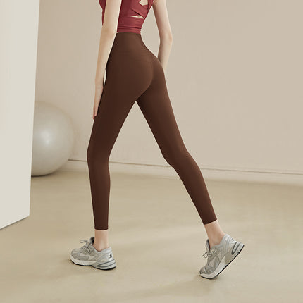 No Embarrassment Line Naked Yoga Pants Women's High Waist Hip-lifting Tight Pants Peach Hip Running Pants Sports Fitness Pants