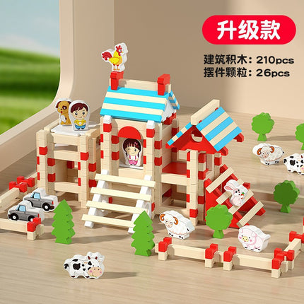 Luban mortise and tenon building blocks children's handmade diy gift Chinese architecture wooden structure hut educational toys