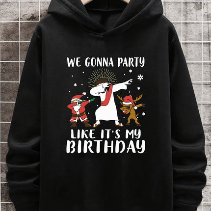 Cross-Border Trendy Casual Hooded Sweatshirt Christmas Theme Printed Hoodie European and American Style Long Sleeves