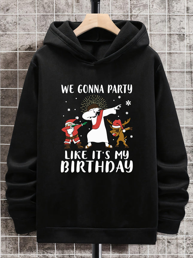 Cross-Border Trendy Casual Hooded Sweatshirt Christmas Theme Printed Hoodie European and American Style Long Sleeves