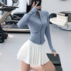 Gray lake blue-waist slimming / S