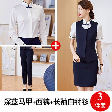 Spring and Autumn 2023 Commuter New wine red Long Sleeve Suit I Also Blouse Pants Skirt Four-Piece Suit