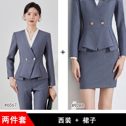 High-end Suit suit Female Spring and Autumn Professional Temperament Goddess Fan Hotel Manager Front Desk Reception Beauty Salon Overalls