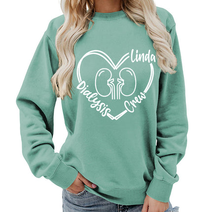 Foreign trade supply dialysis love printing round neck women's coat sweater foreign trade supply autumn and winter coat leisure