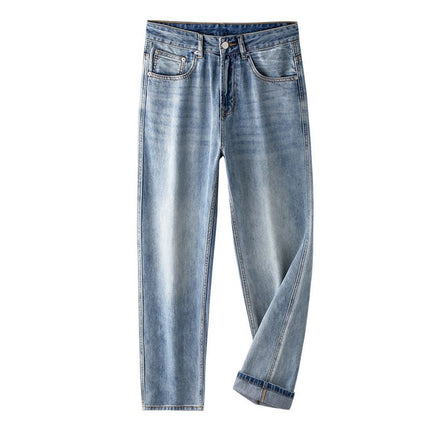 Danbani Thin Lyocell New Black Retro Jeans Men's Trendy American Straight-Leg Drape Floor-Length Pants