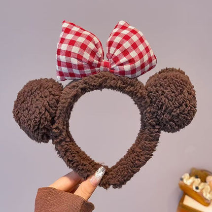 Korean Style Cute Plush Headband, Hairband, Face Wash and Mask, Special Cartoon Bow Makeup Popular Headband