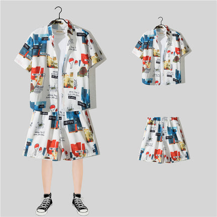 Short-sleeved Flower Shirt Hainan Island Clothing Beach Clothing Sanya Summer Weifeng Thailand Travel Men's Couple Summer Thin suit
