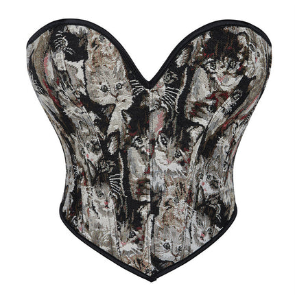 Gray Cat Pattern Strapless Strapless Breast-Top Women's Body Shaping Top Body Beauty Amazon AliExpress Source