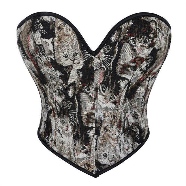 Gray Cat Pattern Strapless Strapless Breast-Top Women's Body Shaping Top Body Beauty Amazon AliExpress Source
