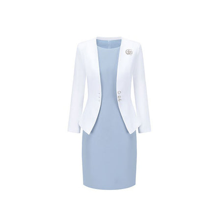 Spring and Autumn new fashion temperament goddess fan professional suit office white collar work clothes broadcast host formal wear