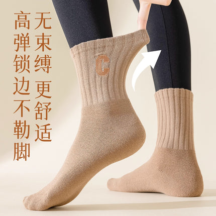 Shark pants socks women autumn and winter wear fleece-lined thick socks warm terry socks long tube sports socks